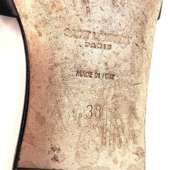 SAINT LAURENT Tribute Woven Leather Sandal Slides Black Size EU 38 - US 8 - Picture 8 of 15